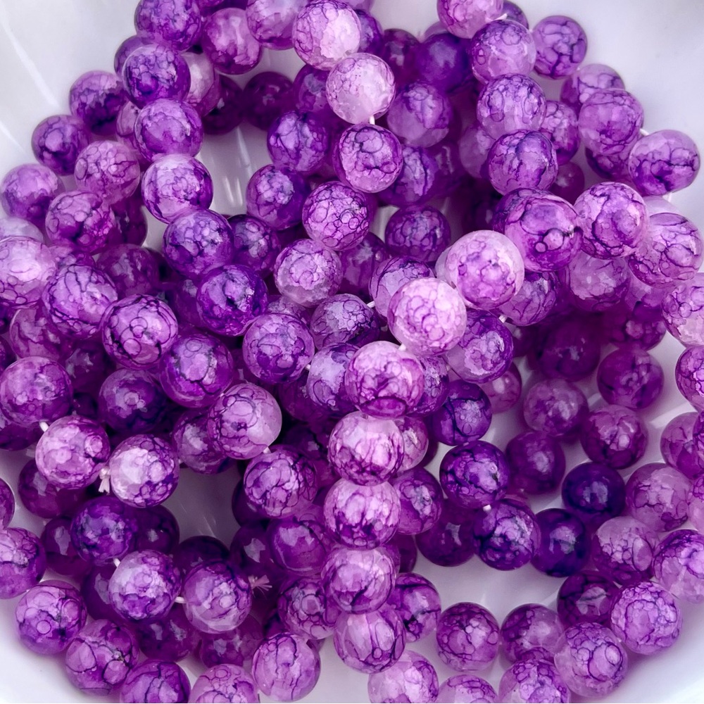 Marbled Purple Glass Beaded Bracelets NWOT